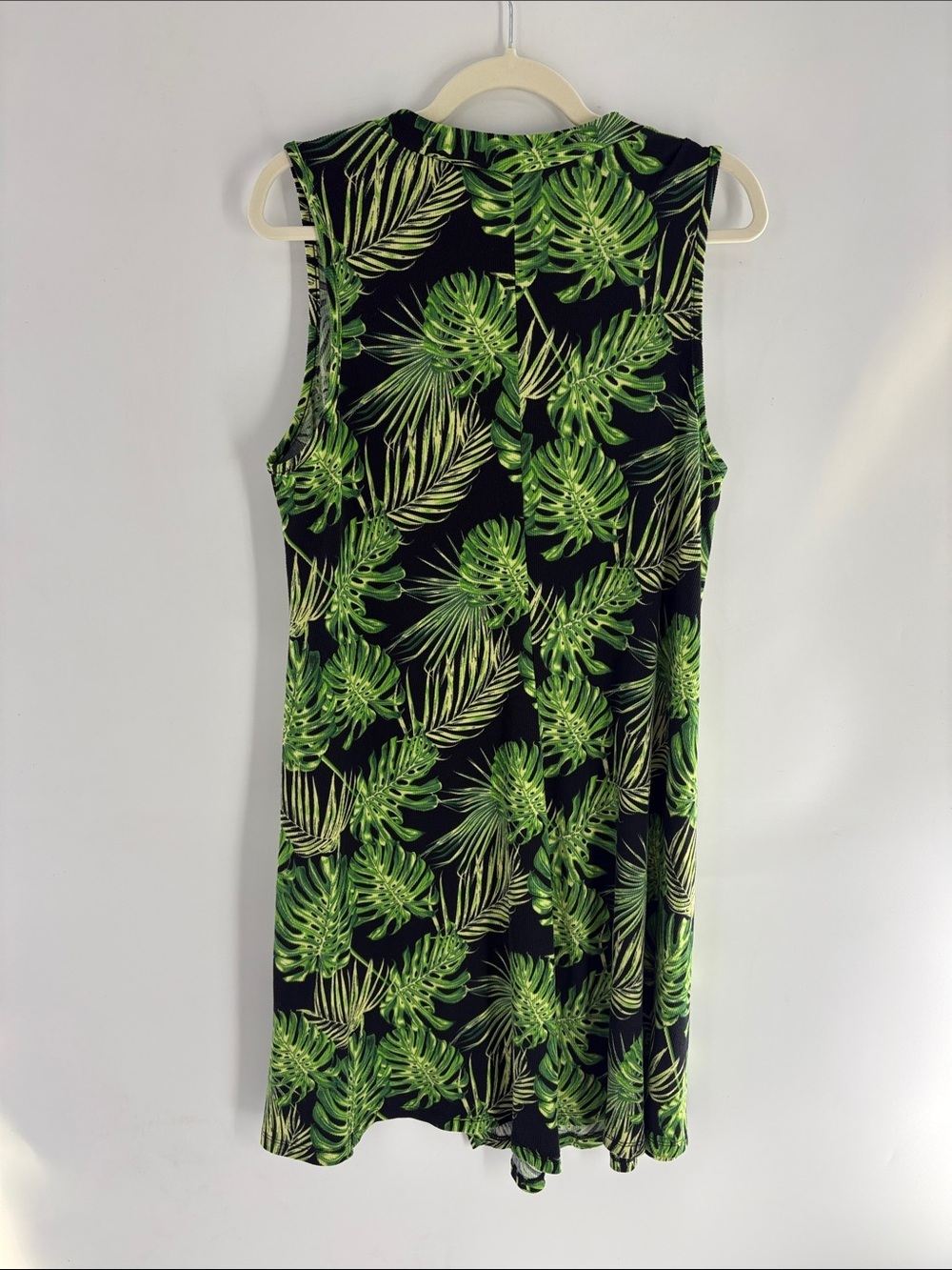 Lexington Avenue Women’s Tropical Palm Leaf Sleeveless Dress Black Green Size 1X - Picture 3 of 5